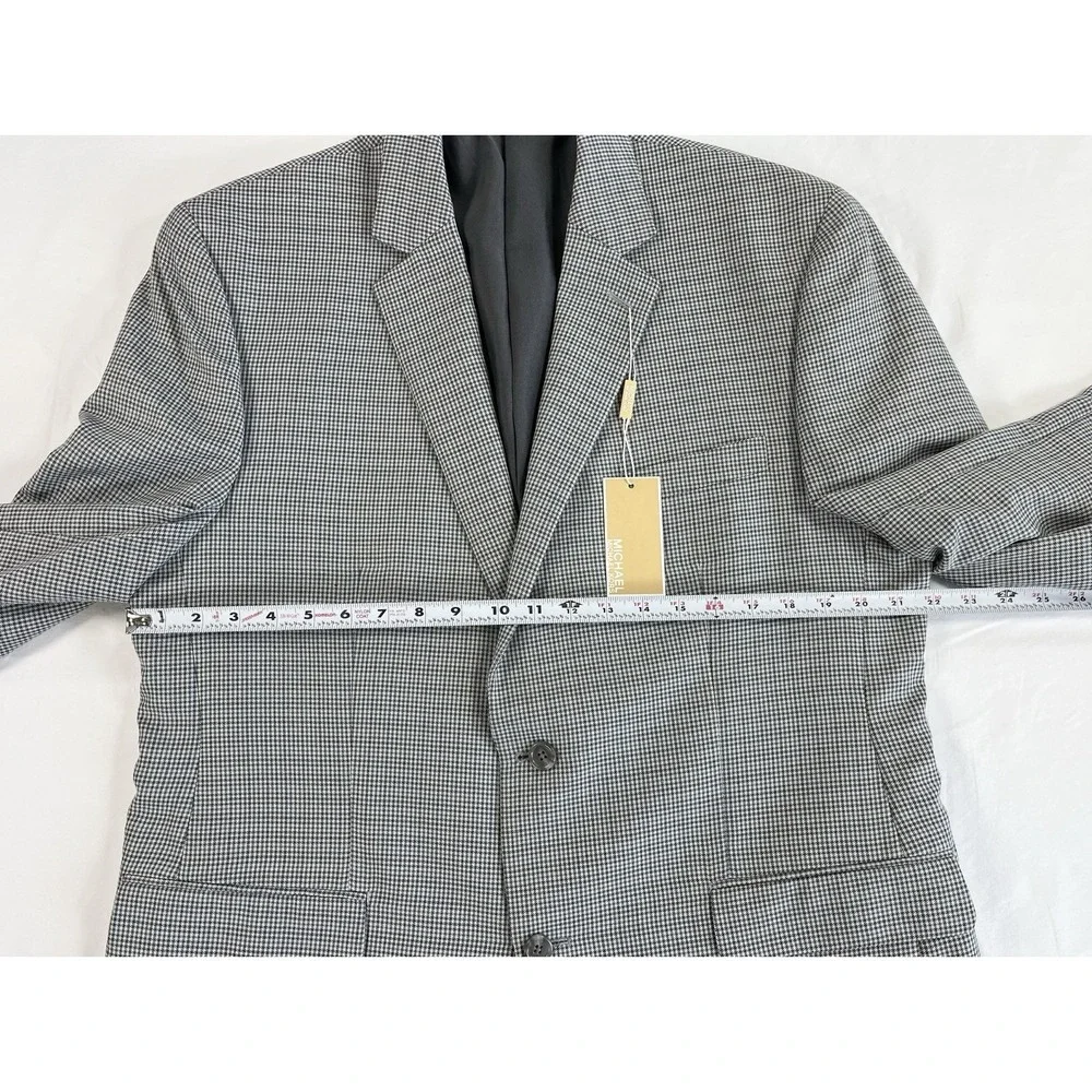 NWT Michael Kors Mens 44R Sport Coat Blazer Grey Black Houndstooth Classic Fit
